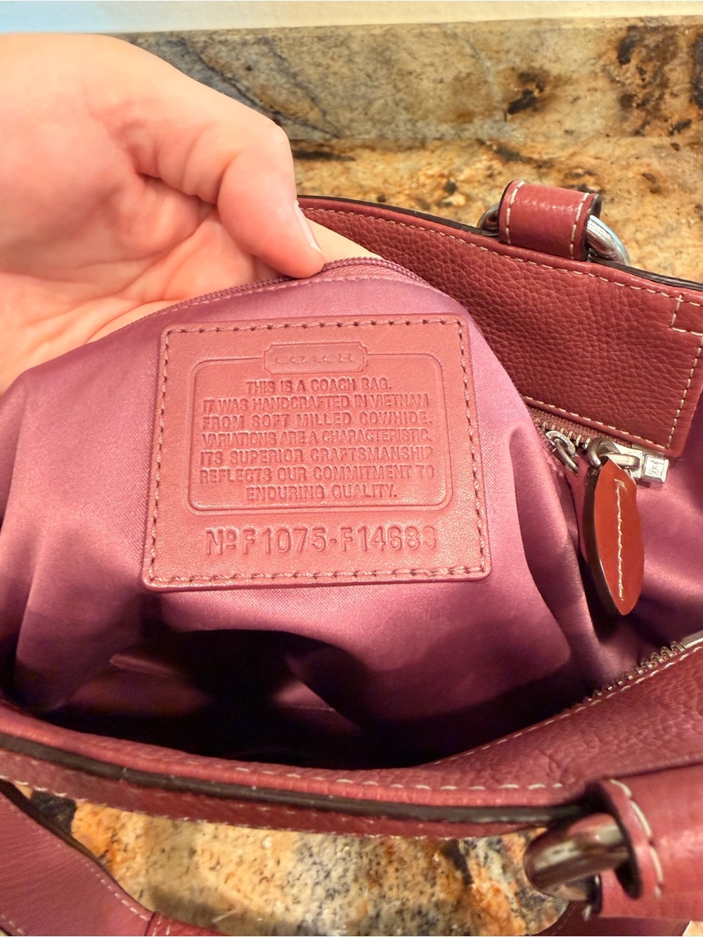 Coach Mauve/Rose Leather Tote - Picture 7 of 7